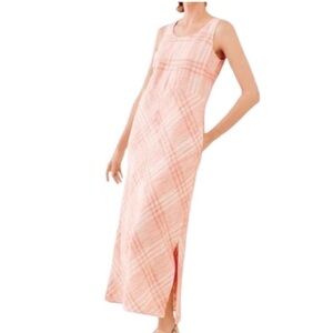 J. Jill Love Linen Plaid Sleeveless Maxi Dress with pockets